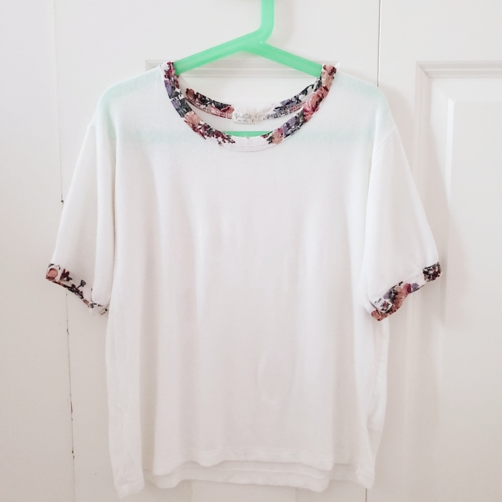 Brandy Melville White and Floral Top